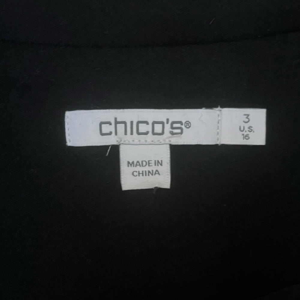 Chico’s Black Silver & Gold Embellished Wool Blend Car Coat Jacket Size 3 US 16 - Picture 3 of 16